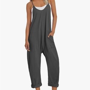 Dark Charcoal Gray 100% Cotton Sleeveless Jumpsuit - Womens Small EUC